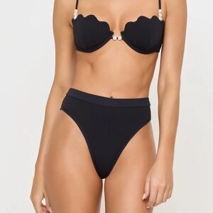 NWT L*space black ribbed Frenchi Bikini Bottom S